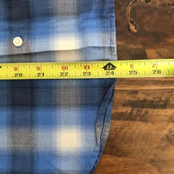 Vince Blue Check Button Down Top - M - Picture 6 of 8